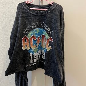 Ac/dc long sleeve crop top